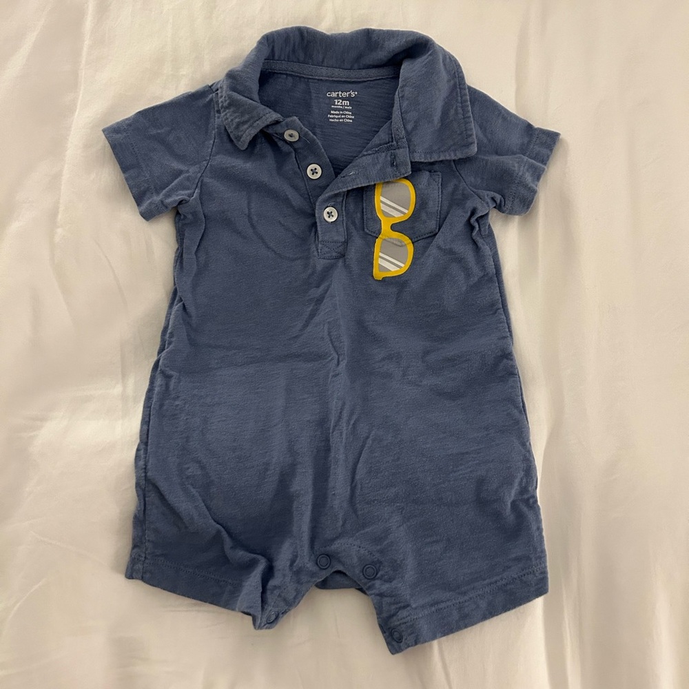 Carter’s short sleeve polo onesie 12m